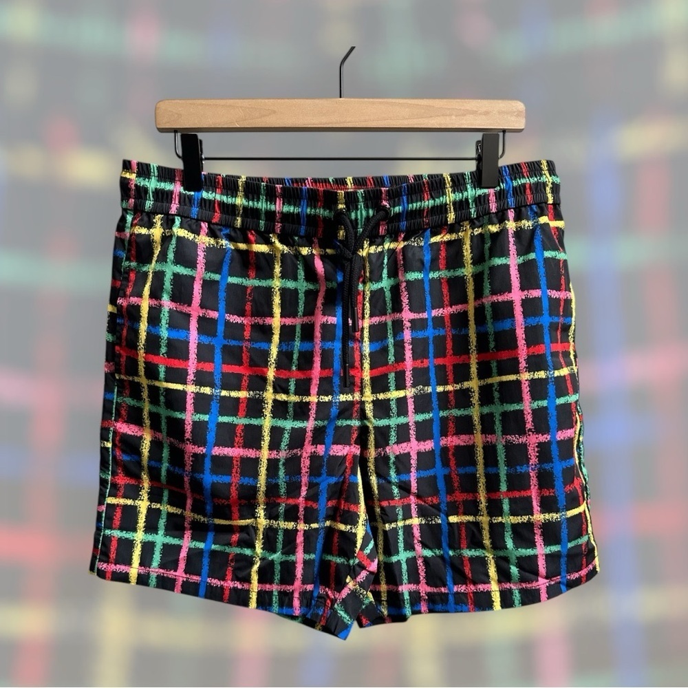 NEW Teddy Fresh Checkered Crayon Multicolor Shorts‎ – Black – Men’s M Streetwear
